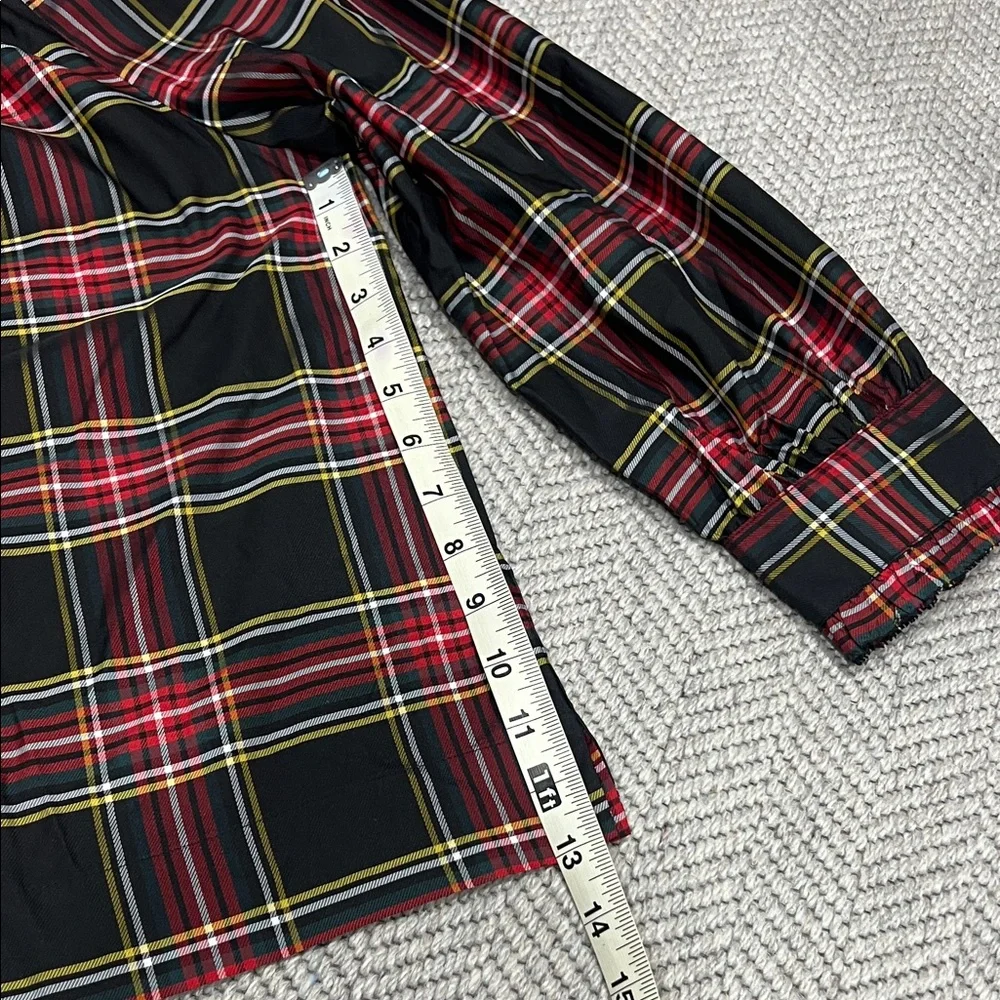 J. Crew Stewart Tartan Plaid Off-Shoulder Adjustable Tie Blouse